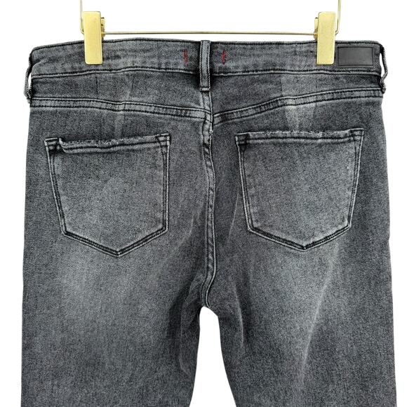 Dear John Gisele Black Quebec Rigid Denim High Waist Raw Hem Slim Skinny Jeans - Picture 6 of 11